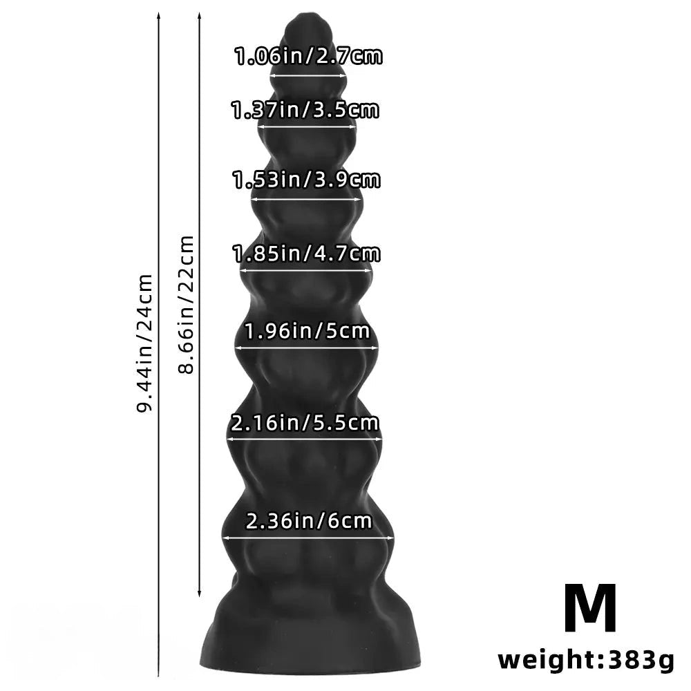 Black ribbed silicone large dildo, photo 11