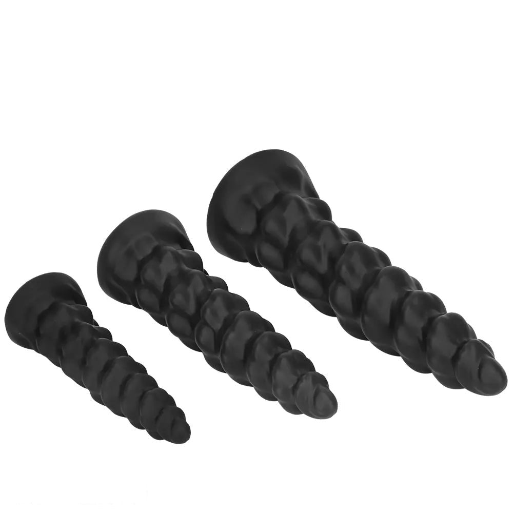 Black ribbed silicone large dildo, photo 14