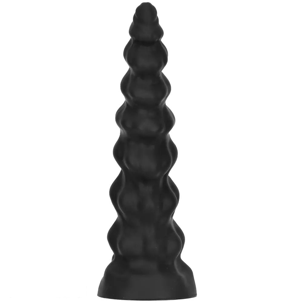 Black ribbed silicone large dildo, photo 15