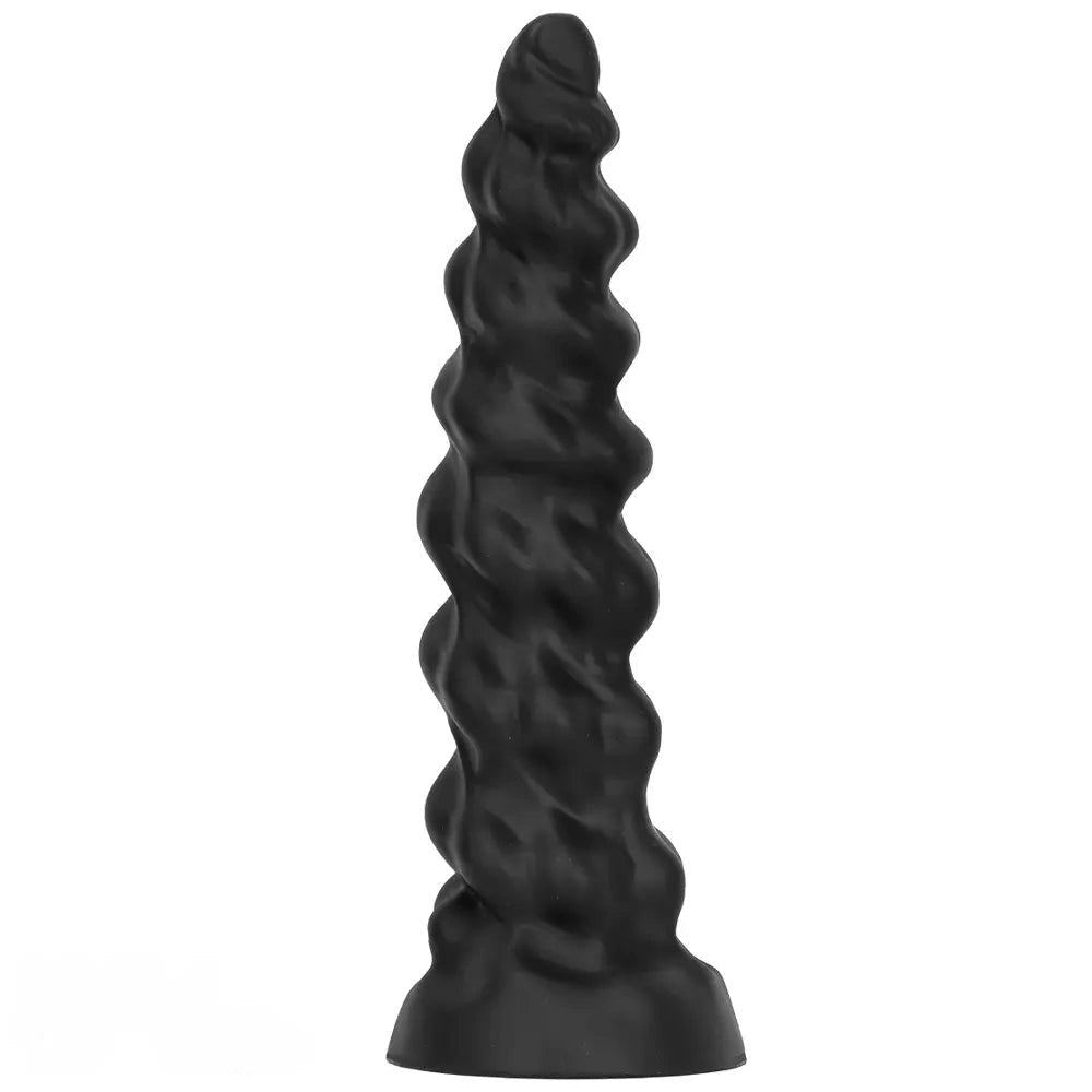 Black ribbed silicone large dildo, photo 2