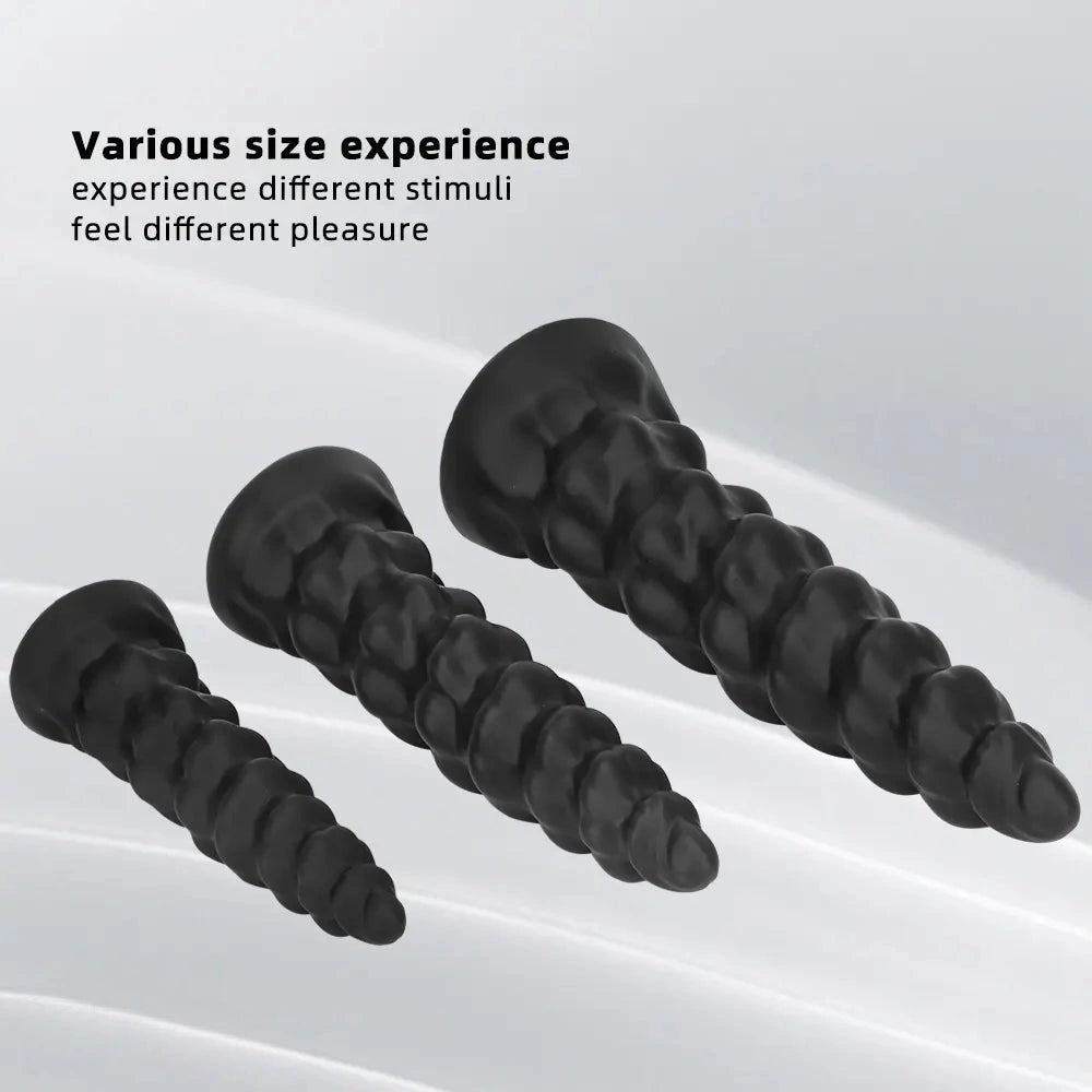 Black ribbed silicone large dildo, photo 5