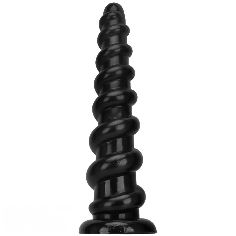 Black ribbed pvc thick dildo, photo 1