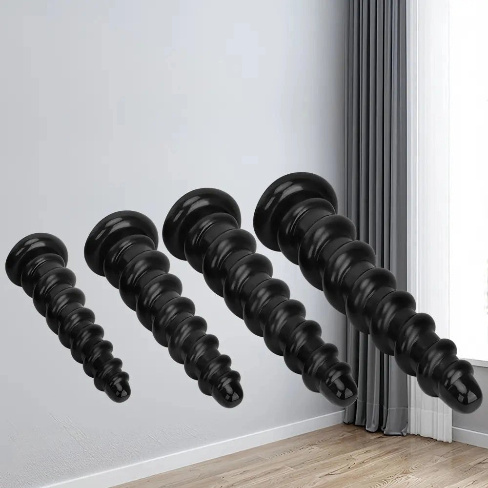 Black ribbed pvc thick dildo, photo 3