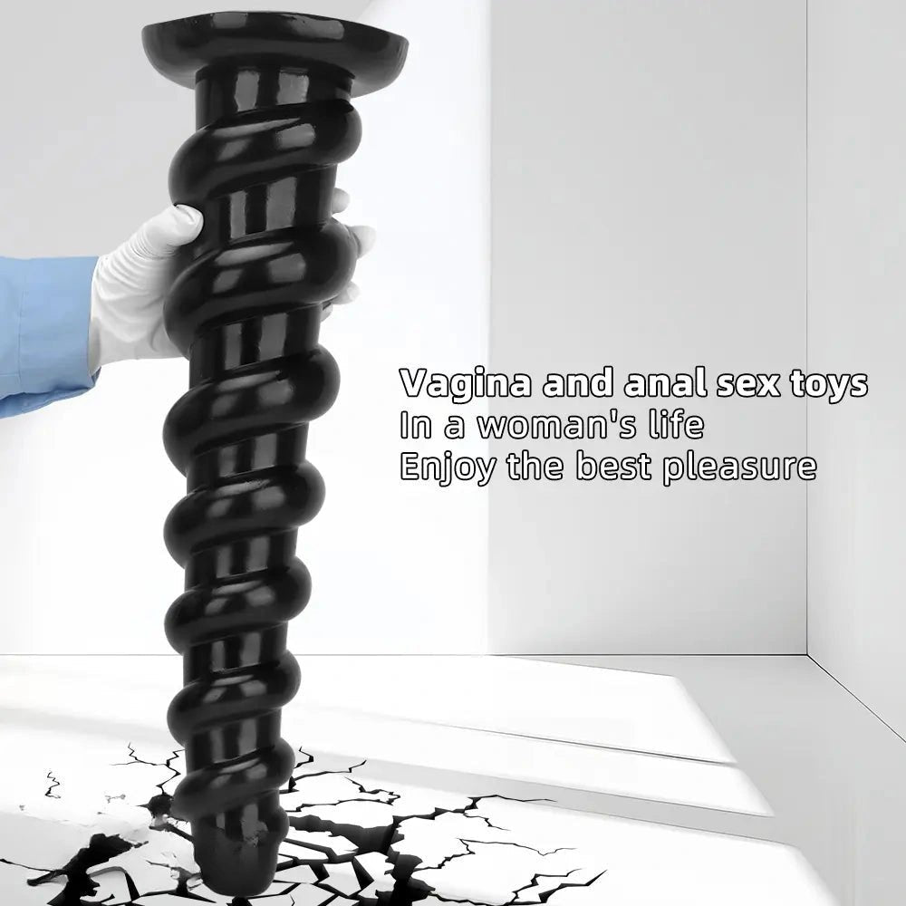 Black ribbed pvc thick dildo, photo 7