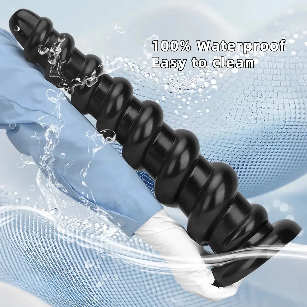 Black ribbed pvc thick dildo, photo 8