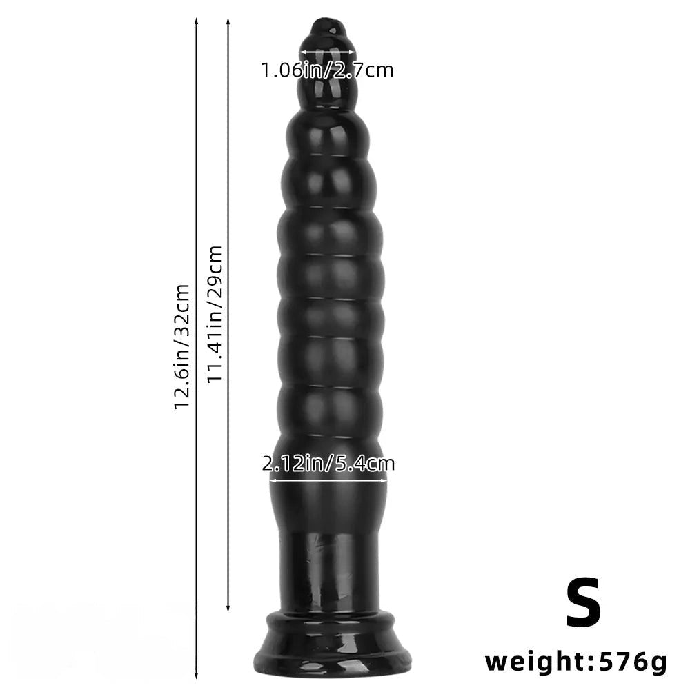Black ribbed pvc anal plug, photo 11