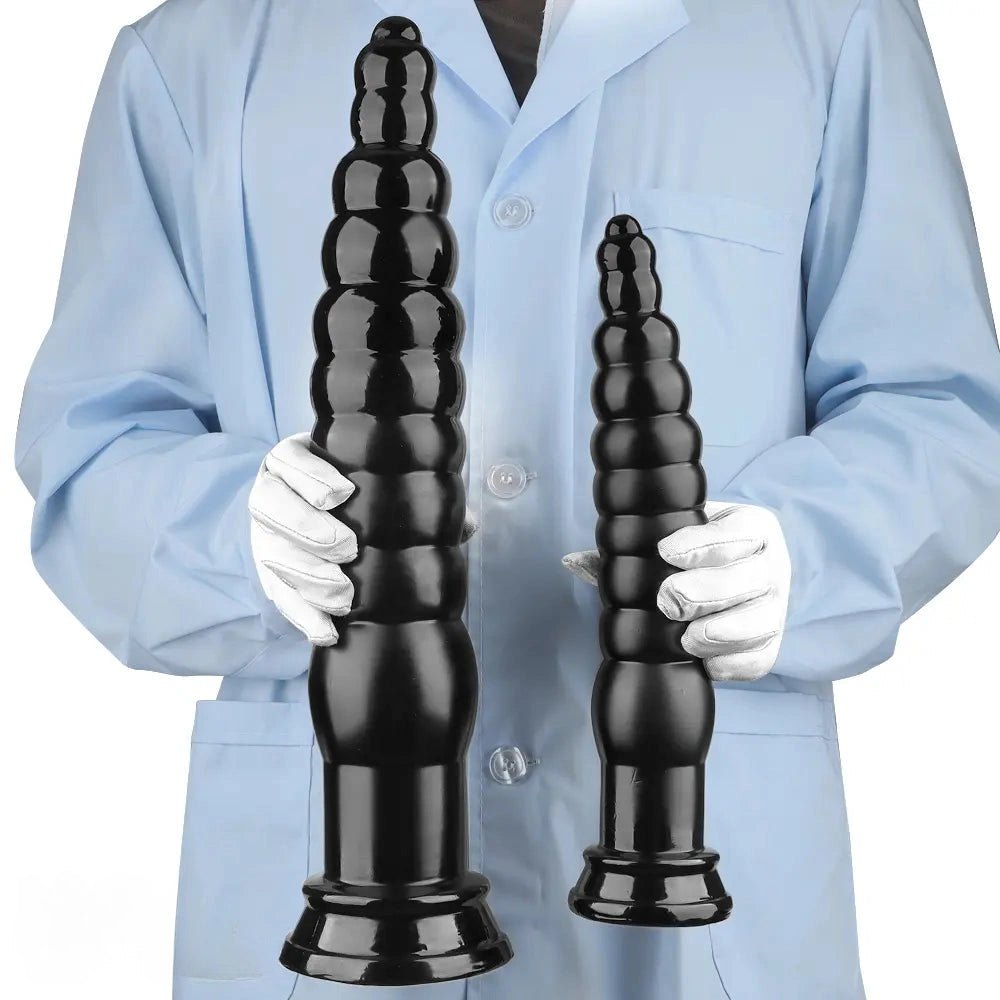 Black ribbed pvc anal plug, photo 12