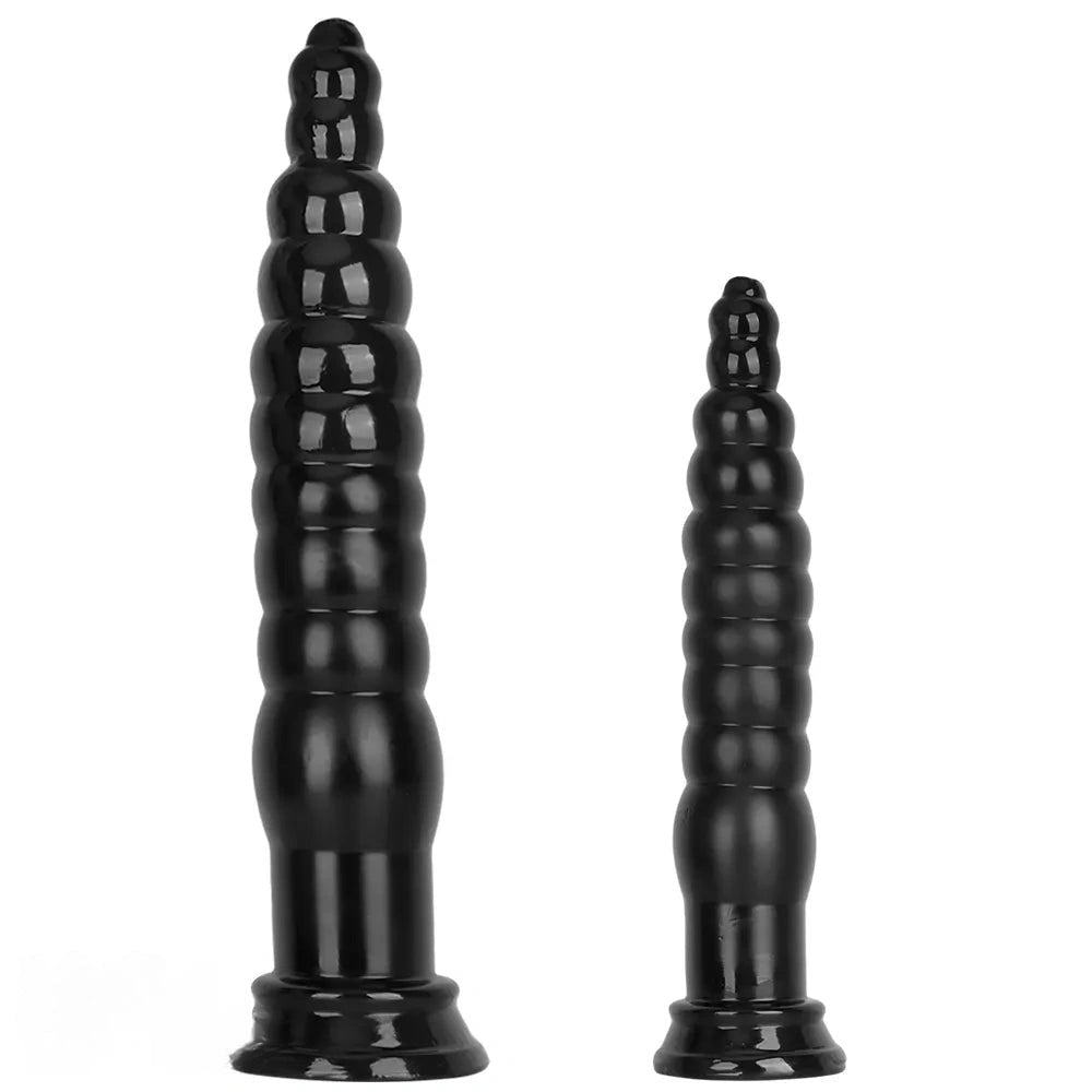 Black ribbed pvc anal plug, photo 2
