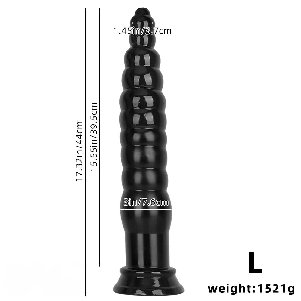 Black ribbed pvc anal plug, photo 3