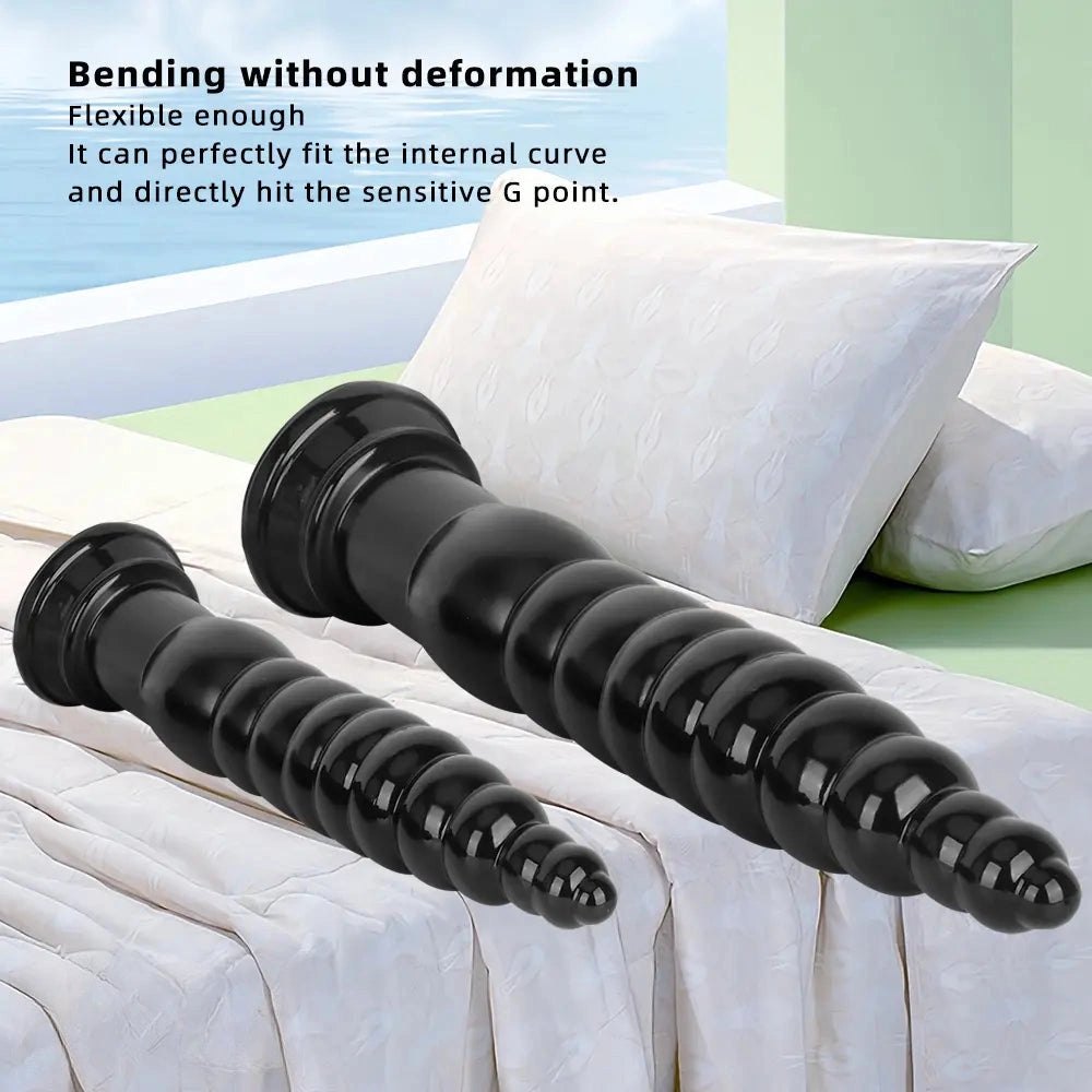 Black ribbed pvc anal plug, photo 5