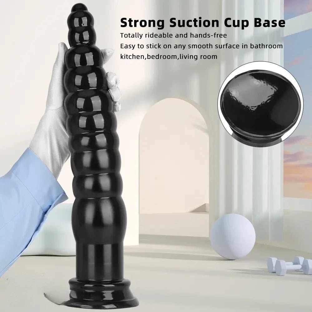 Black ribbed pvc anal plug, photo 6