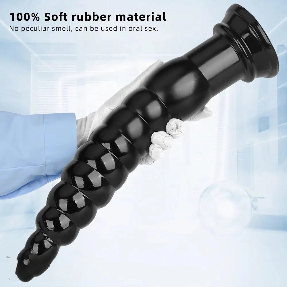 Black ribbed pvc anal plug, photo 7