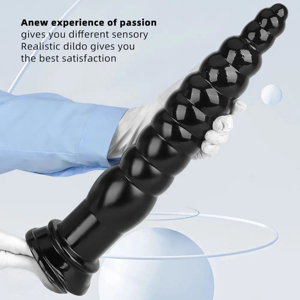 Black ribbed pvc anal plug, photo 8