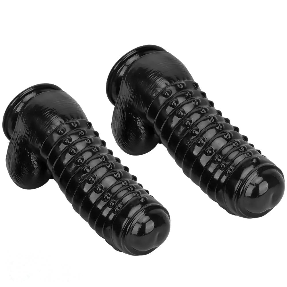 Black ribbed pvc giant dildo, photo 13