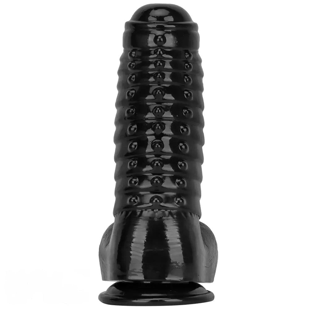 Black ribbed pvc giant dildo, photo 15