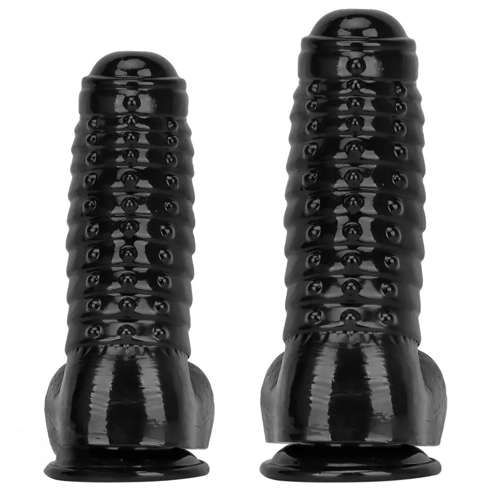 Black ribbed pvc giant dildo, photo 2