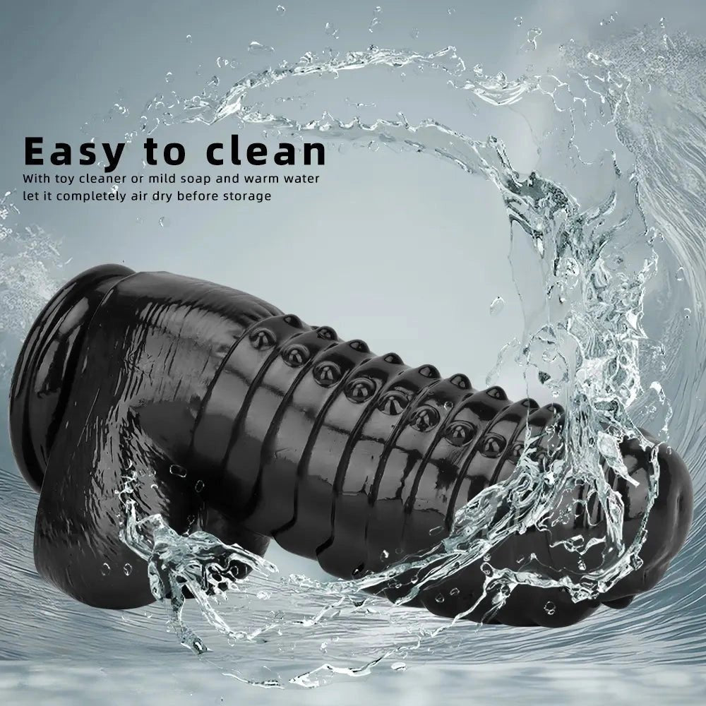 Black ribbed pvc giant dildo, photo 8