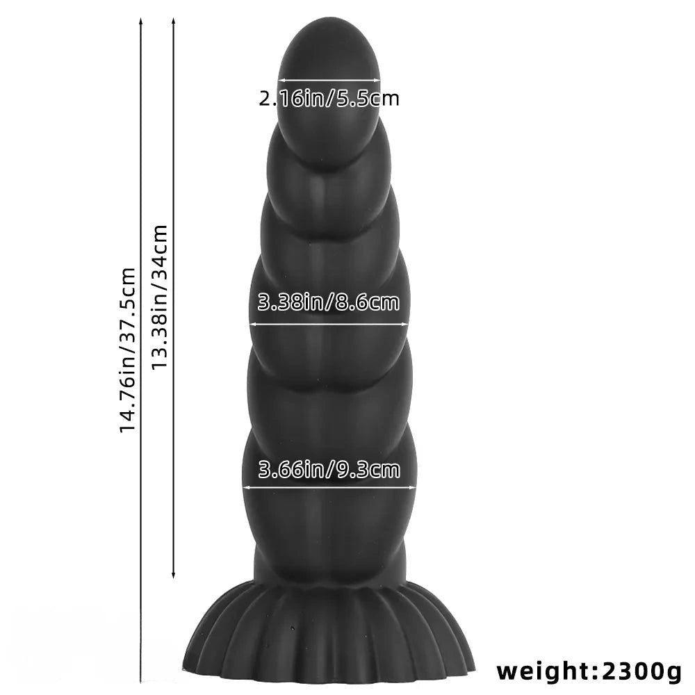 Black ribbed silicone anal plug, photo 10