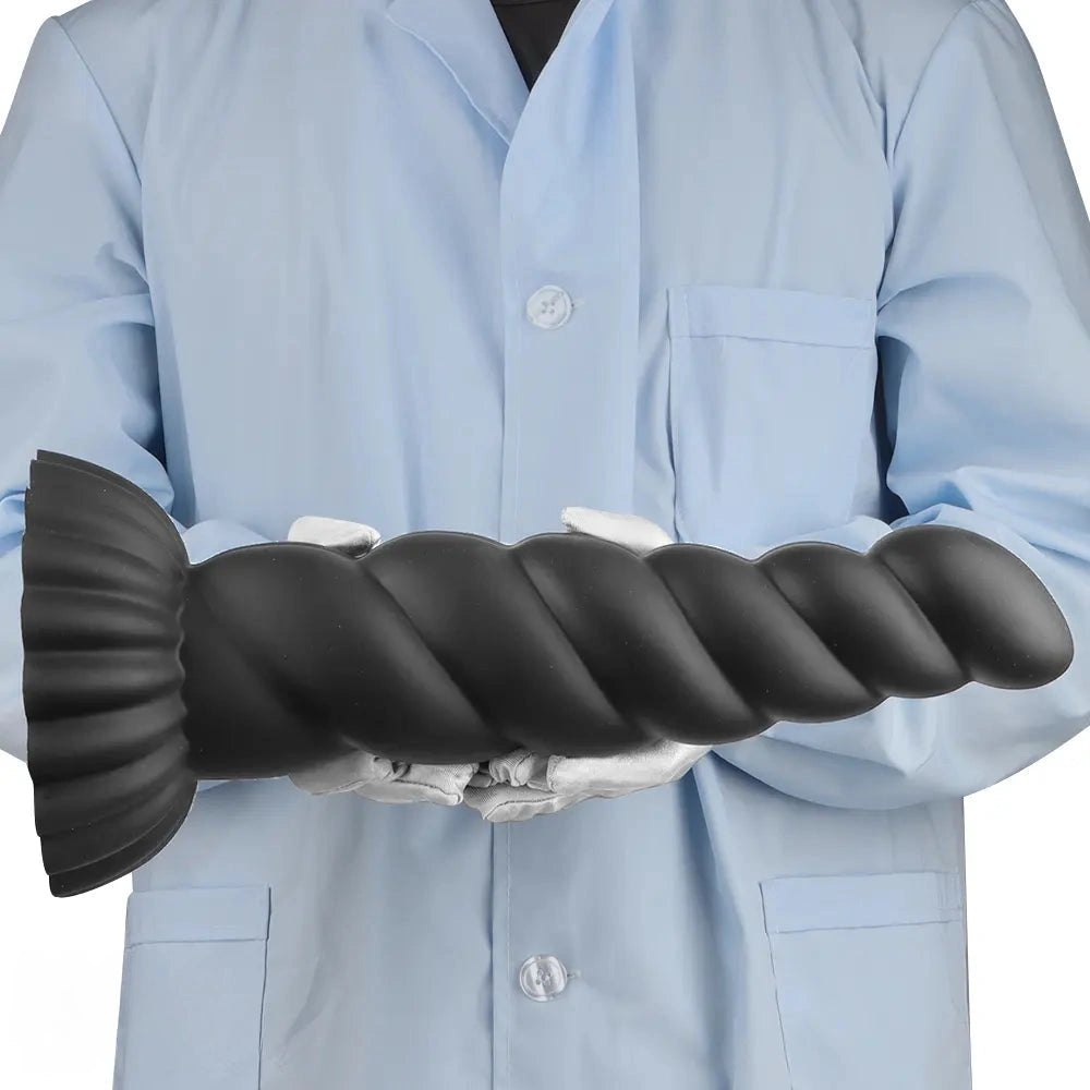Black ribbed silicone anal plug, photo 13