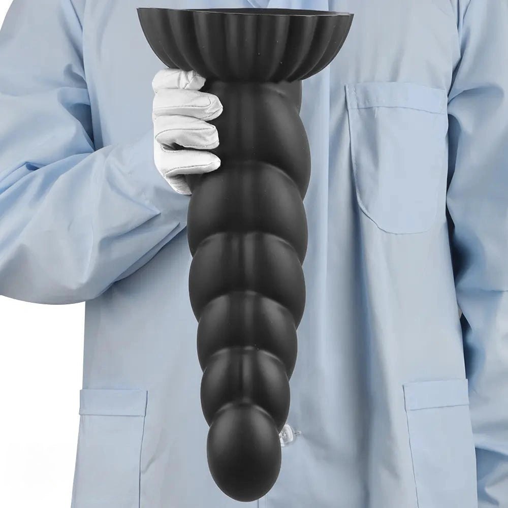 Black ribbed silicone anal plug, photo 14