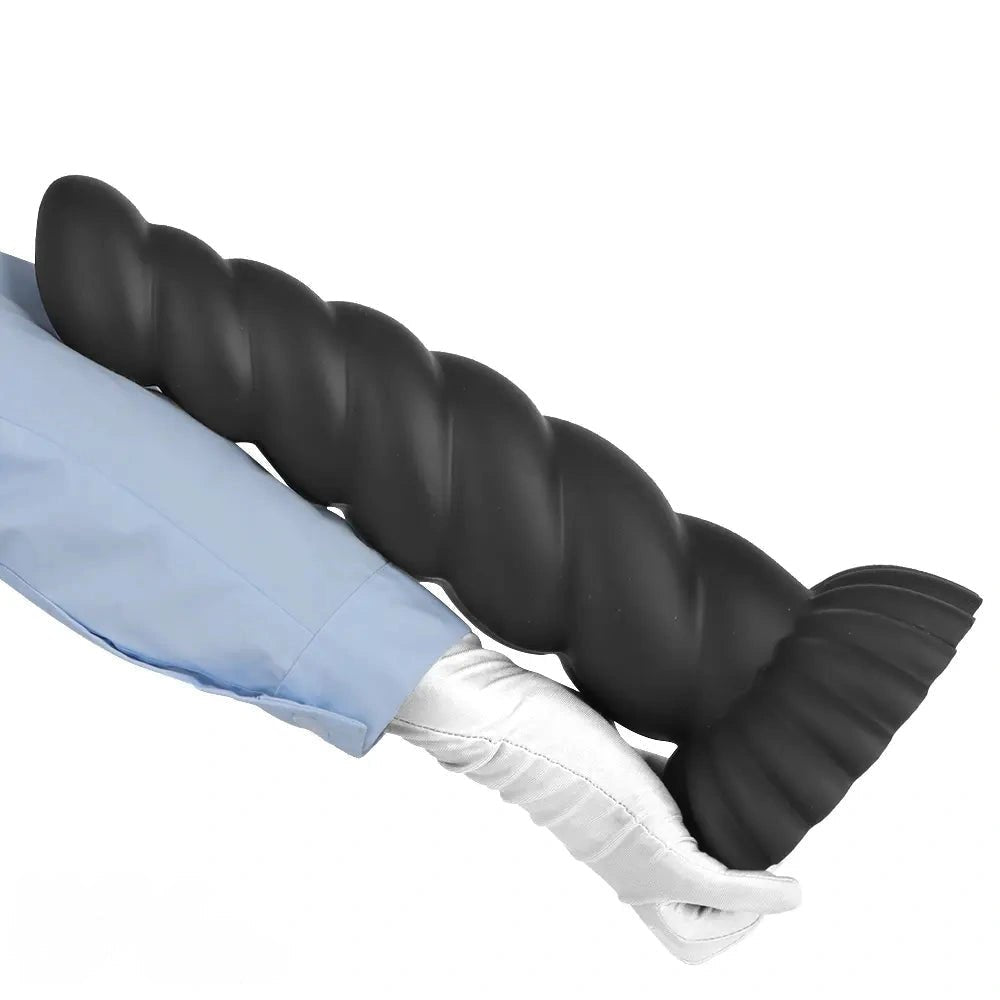 Black ribbed silicone anal plug, photo 3
