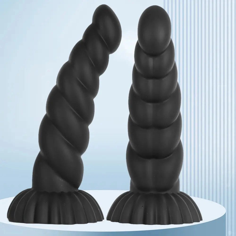 Black ribbed silicone anal plug, photo 4