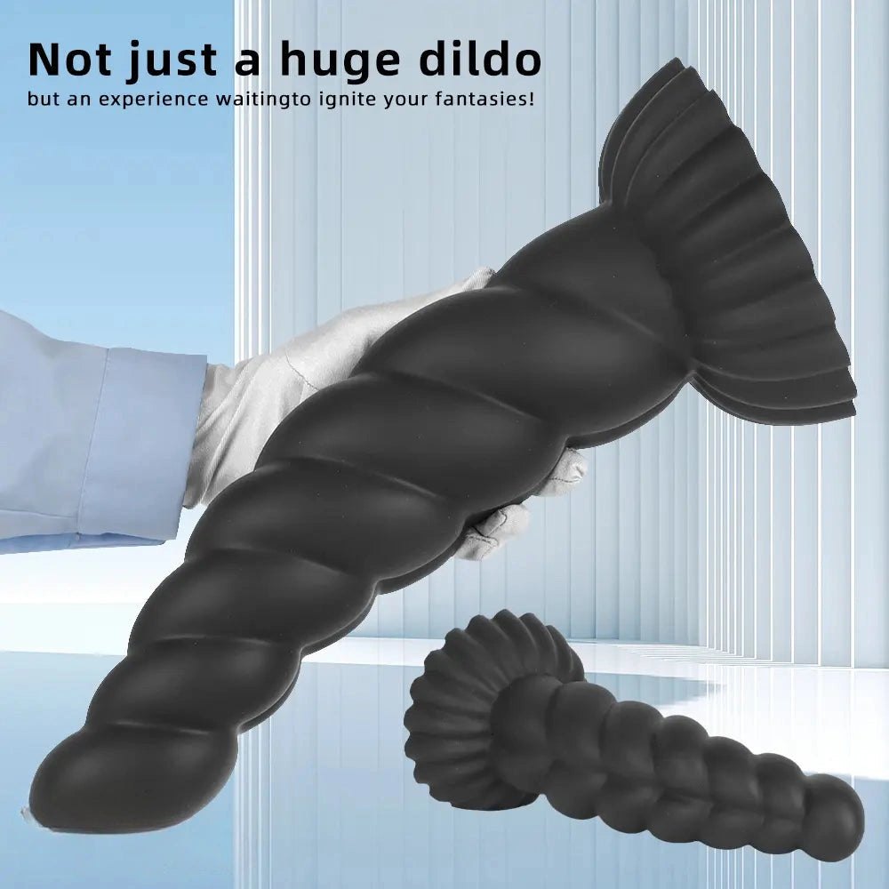 Black ribbed silicone anal plug, photo 5