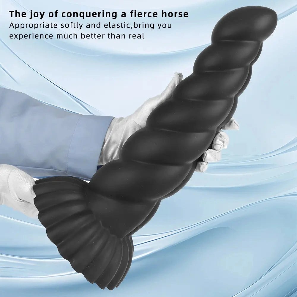 Black ribbed silicone anal plug, photo 6