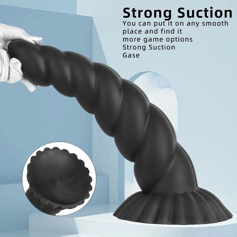 Black ribbed silicone anal plug, photo 7