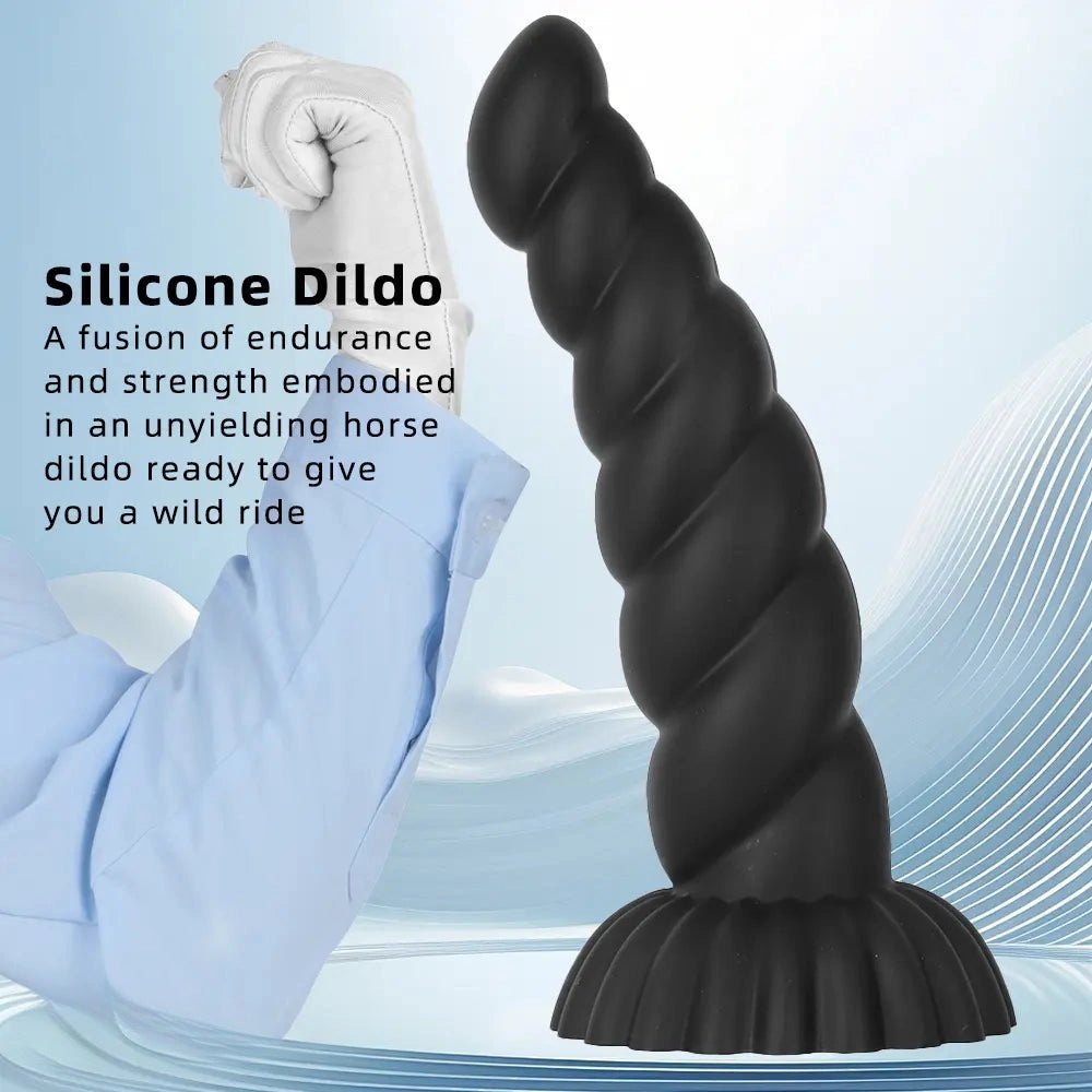 Black ribbed silicone anal plug, photo 8