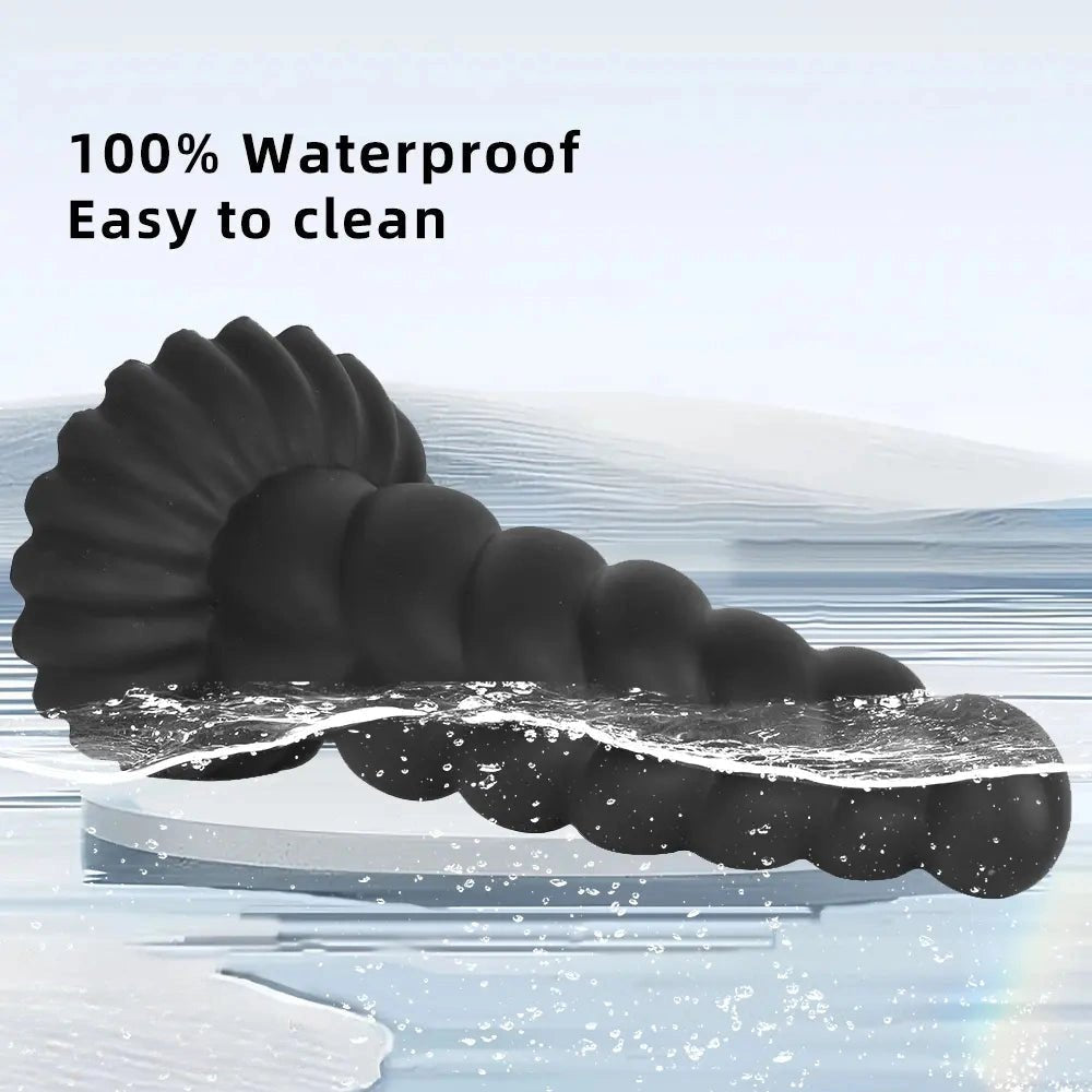 Black ribbed silicone anal plug, photo 9
