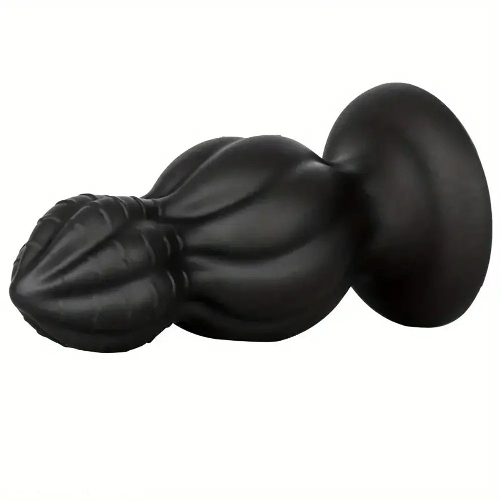 Black ridged silicone anal plug, photo 2