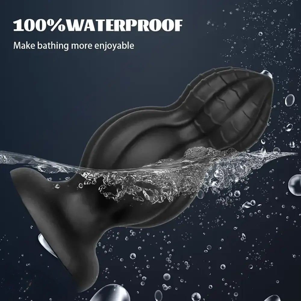 Black ridged silicone anal plug, photo 3