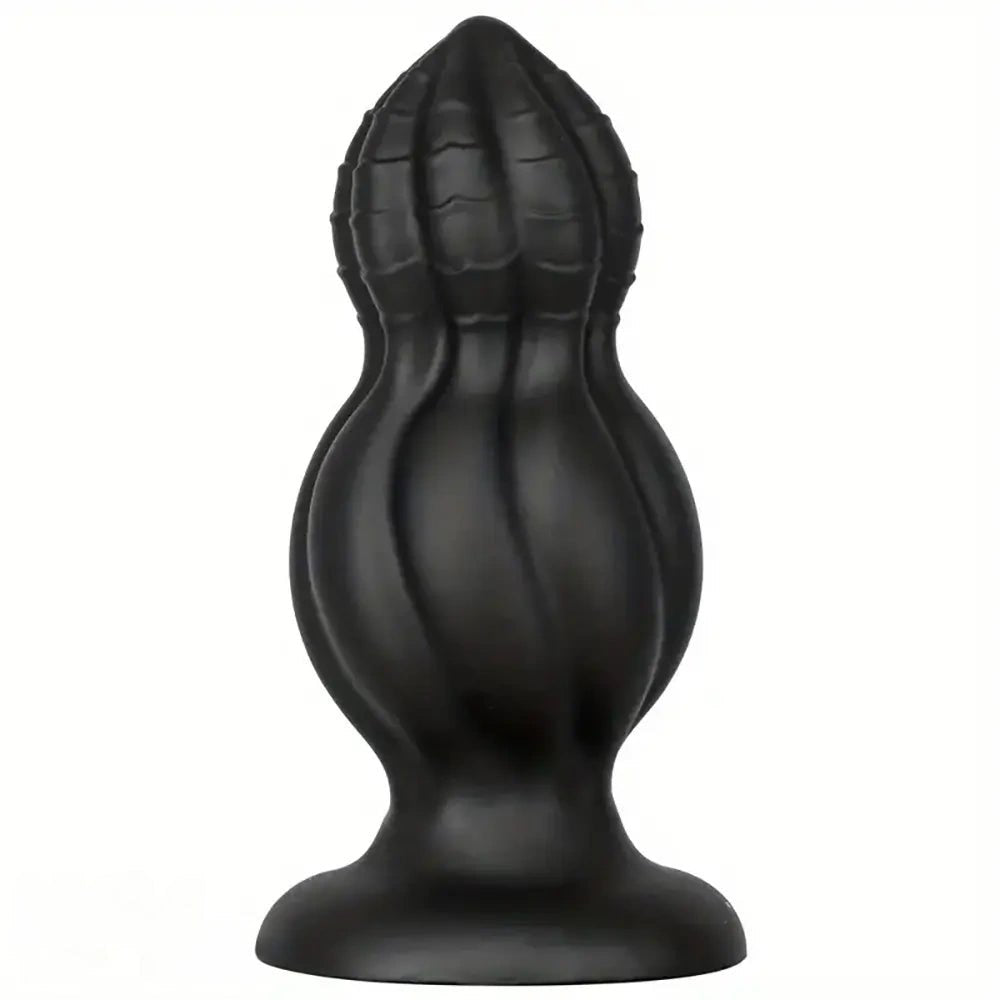 Black ridged silicone anal plug, photo 8