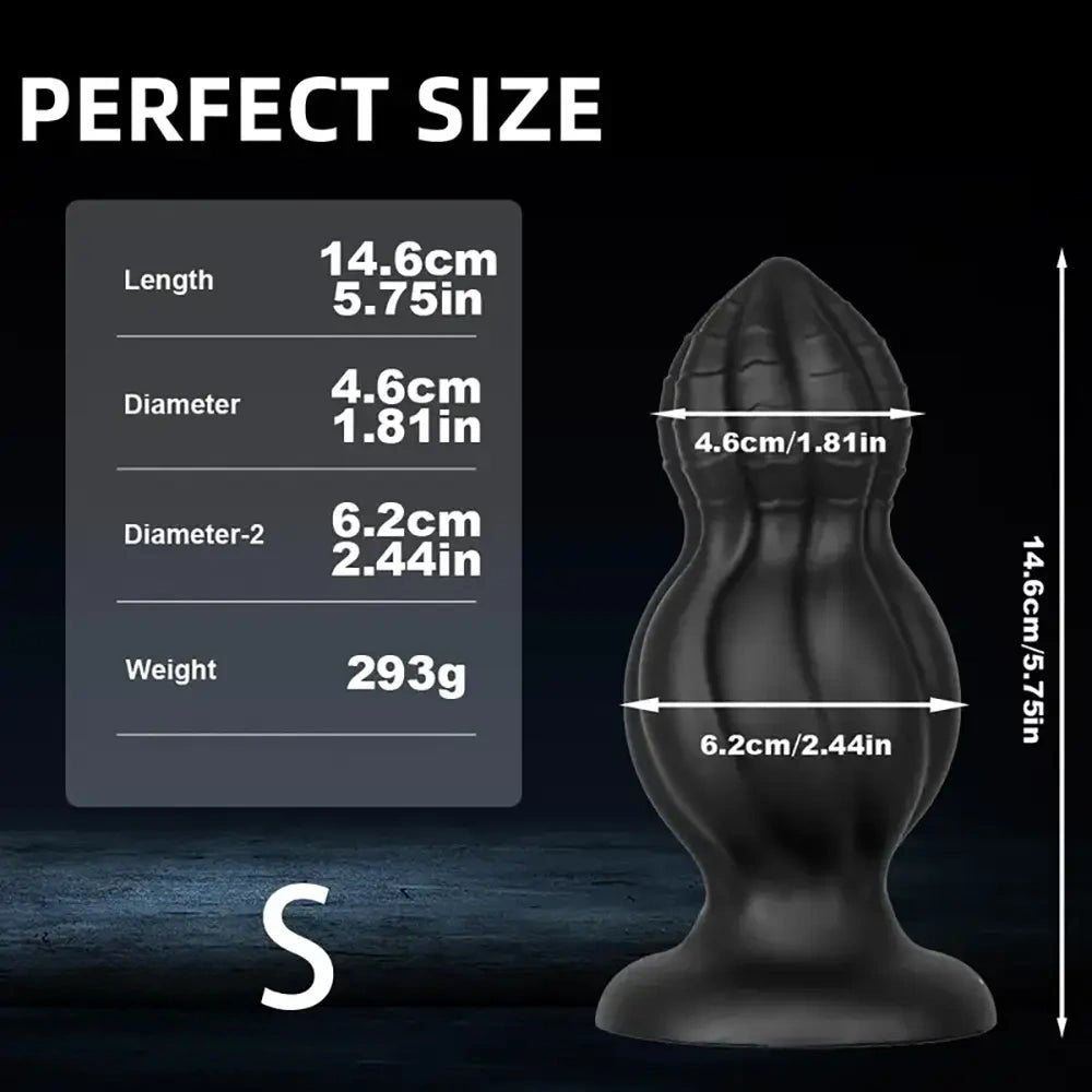 Black ridged silicone anal plug, photo 9