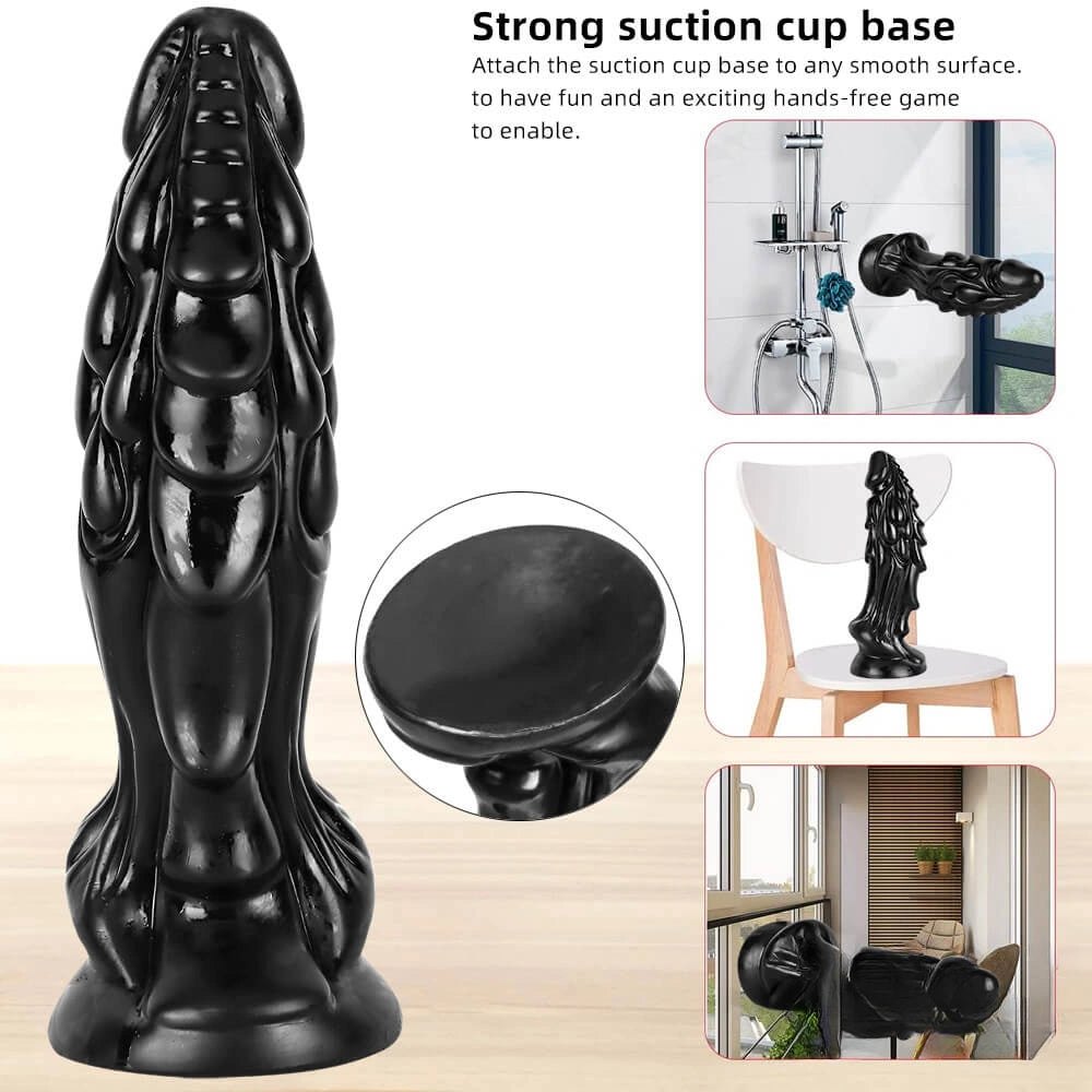 Black textured large dildo, photo 4