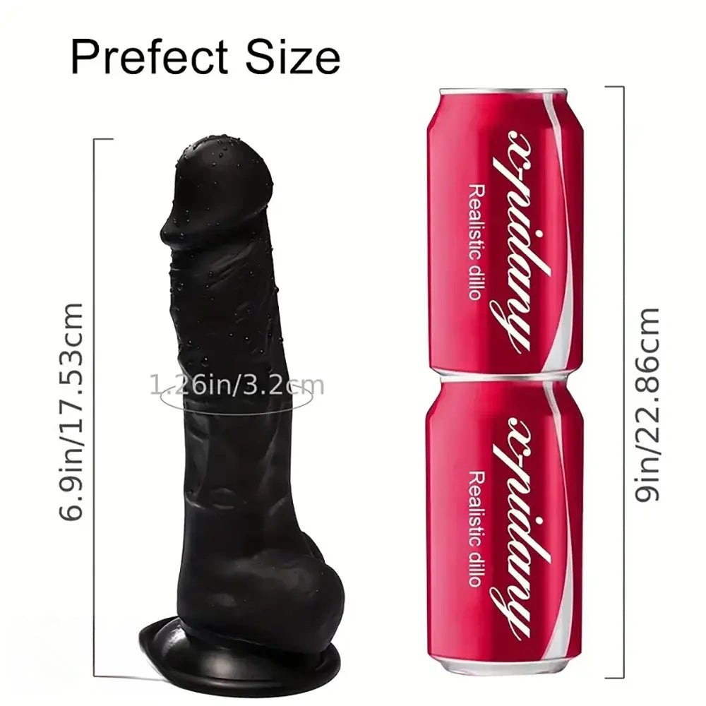 Black silicone realistic dildo with suction cup, photo 2