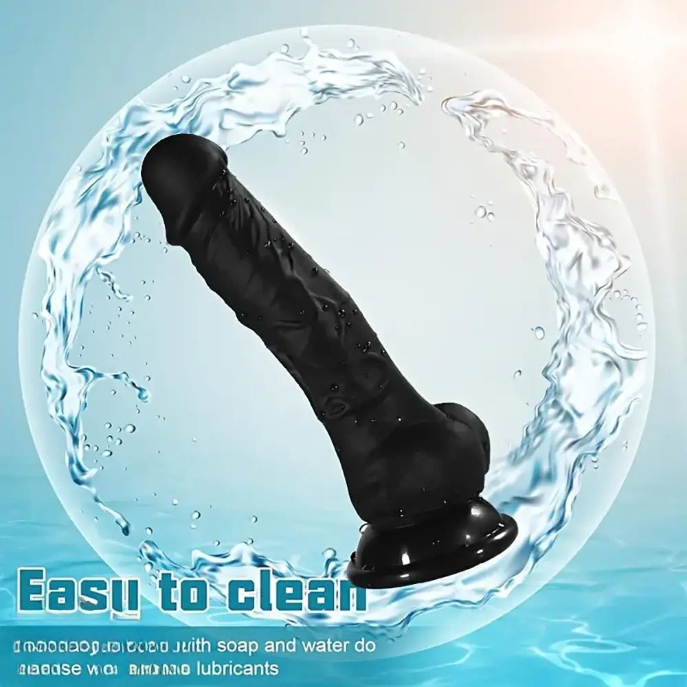 Black silicone realistic dildo with suction cup, photo 5