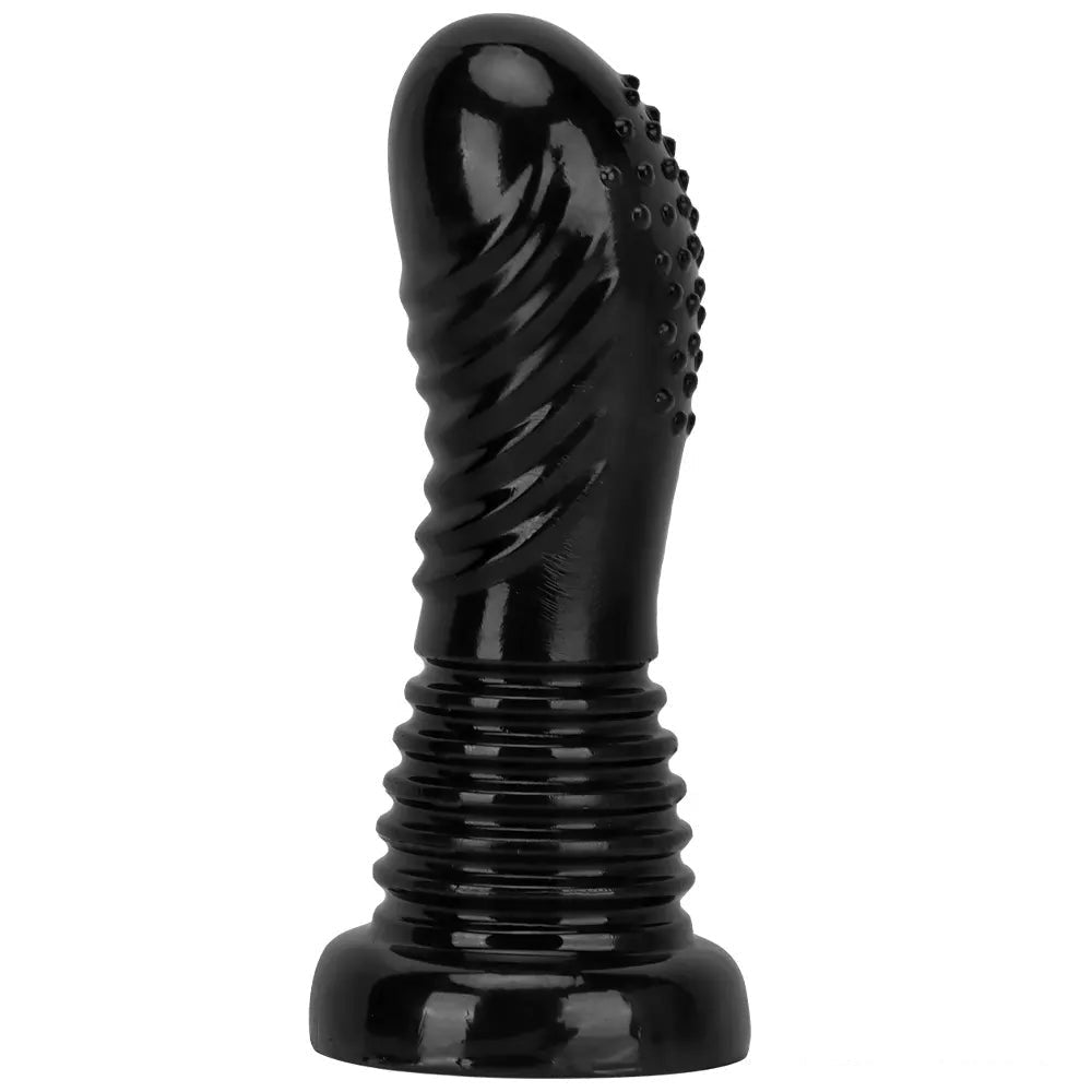 Black spiked ribbed suction cup dildo, photo 10