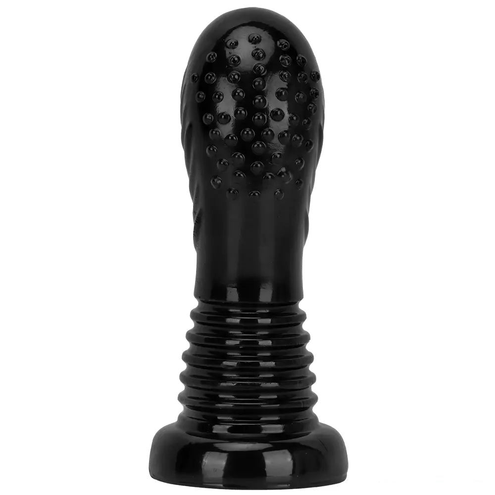 Black spiked ribbed suction cup dildo, photo 11