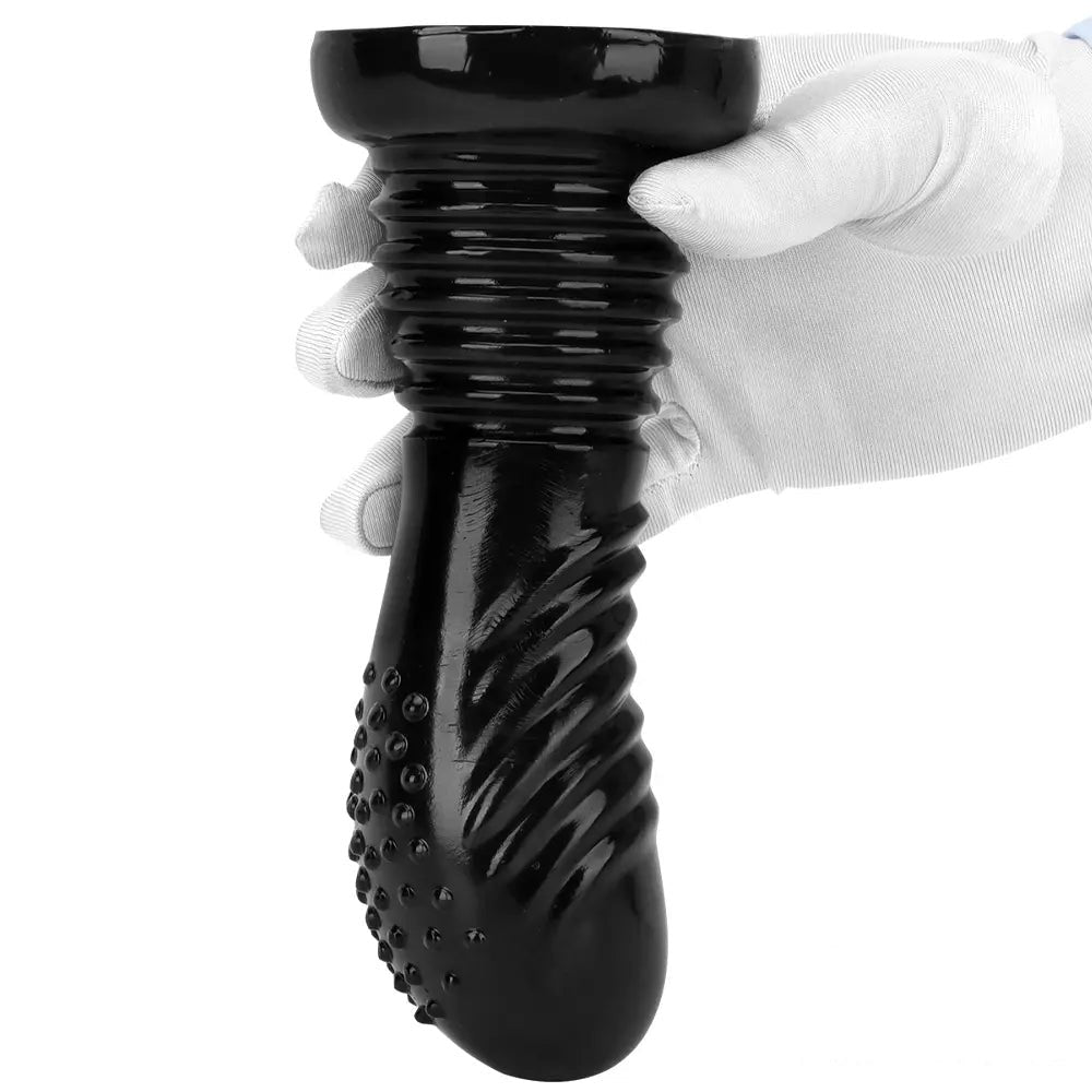 Black spiked ribbed suction cup dildo, photo 13