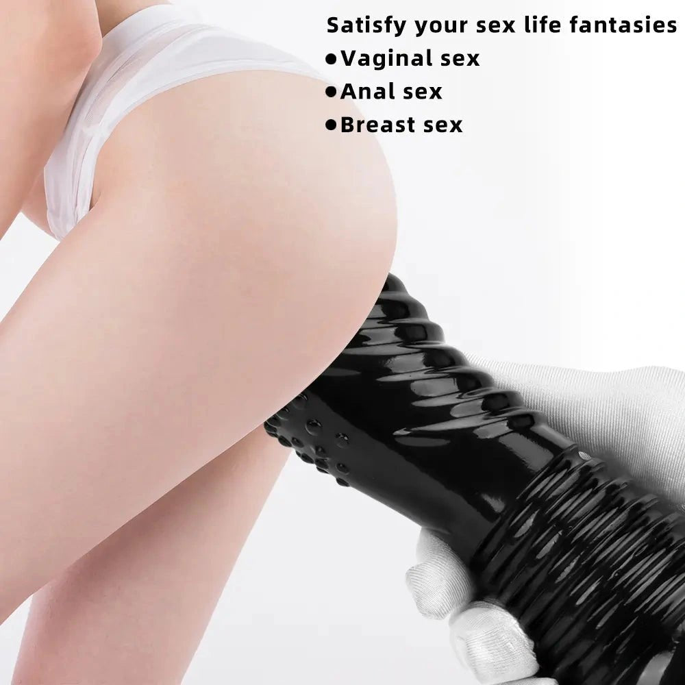 Black spiked ribbed suction cup dildo, photo 4
