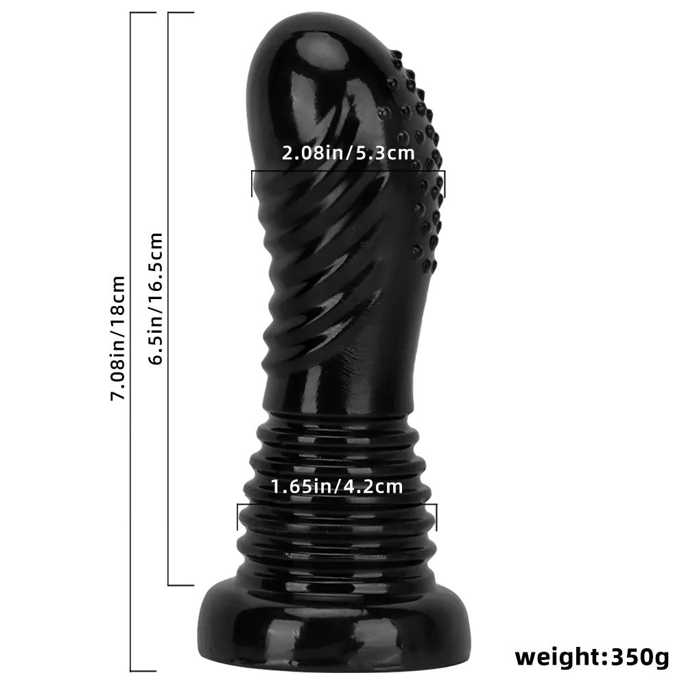 Black spiked ribbed suction cup dildo, photo 7