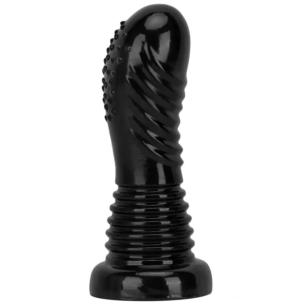 Black spiked ribbed suction cup dildo, photo 8