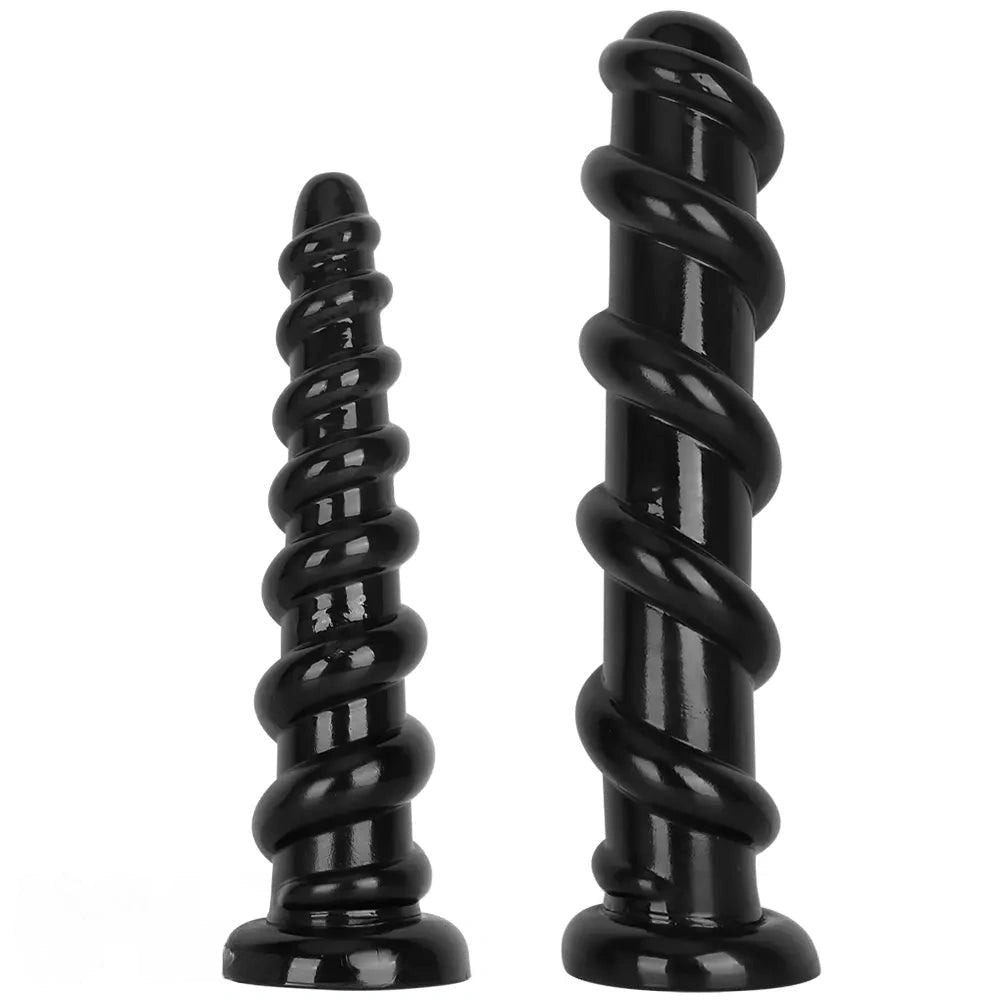 Black spiral pvc anal dildo, photo 1