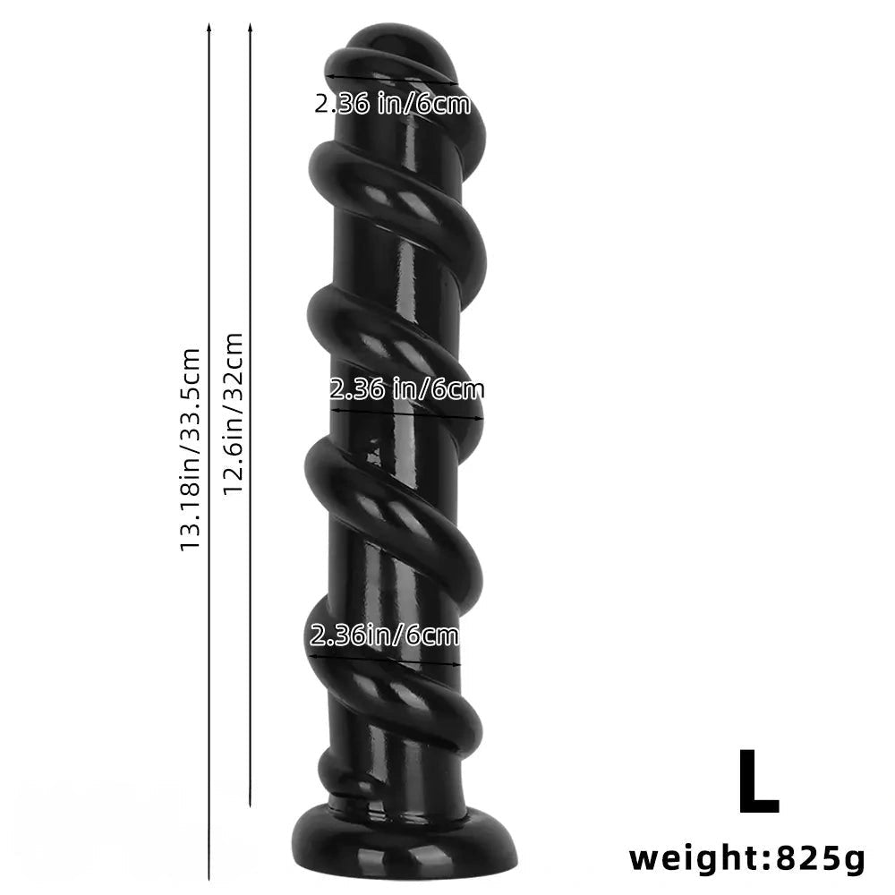 Black spiral pvc anal dildo, photo 10