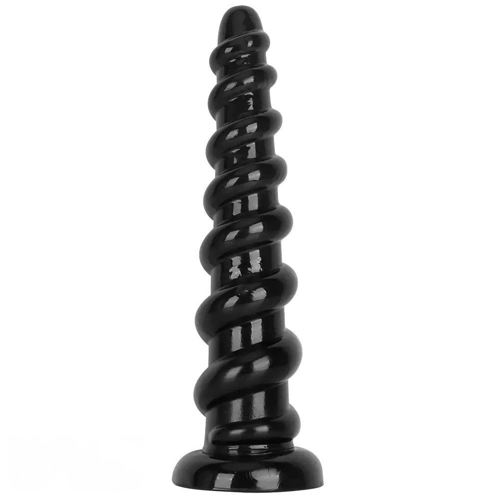 Black spiral pvc anal dildo, photo 11