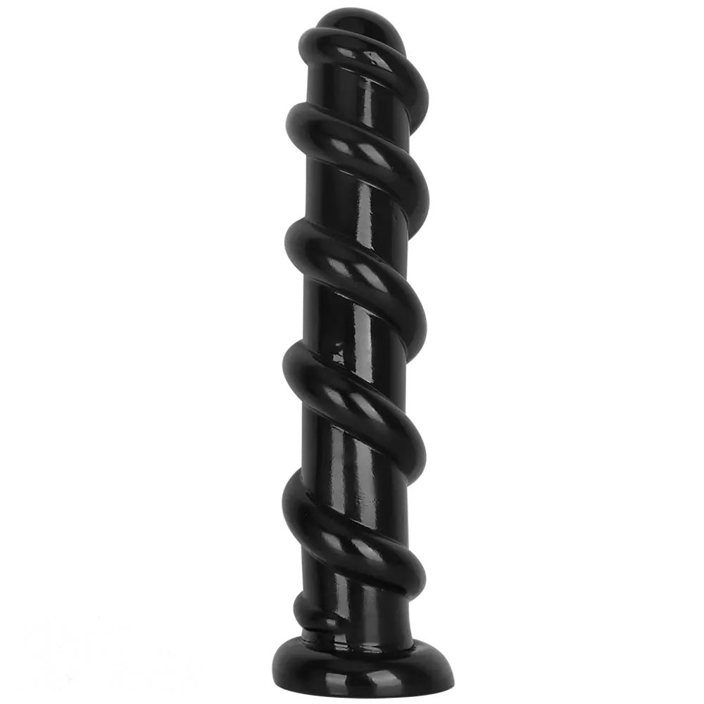 Black spiral pvc anal dildo, photo 12