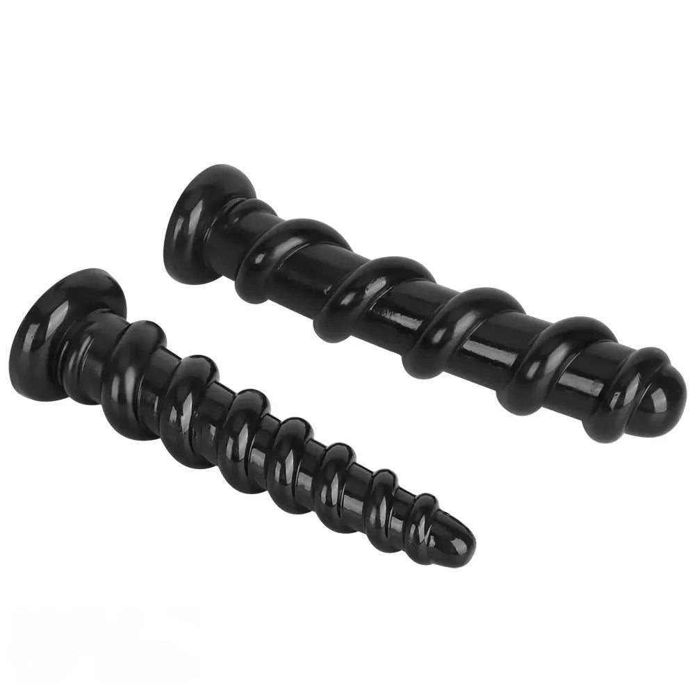 Black spiral pvc anal dildo, photo 14