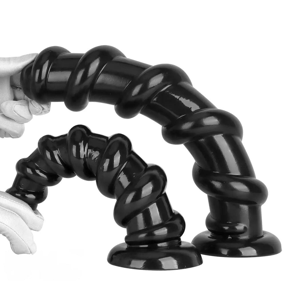 Black spiral pvc anal dildo, photo 15
